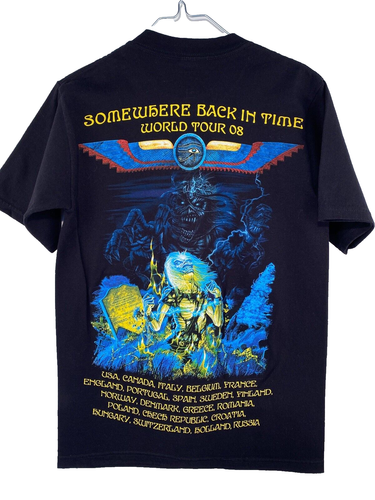 Iron Maiden Somewhere Back In Time World Tour 2008 Black Shirt Adult Size Small - Picture 14 of 15