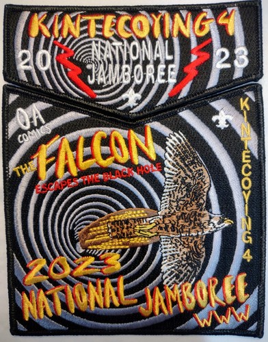 BSA GREATER NEW YORK OA KINTECOYING 4 2023 JAMBOREE 2-PATCH BIRD FALCON DELEGATE - Picture 1 of 2