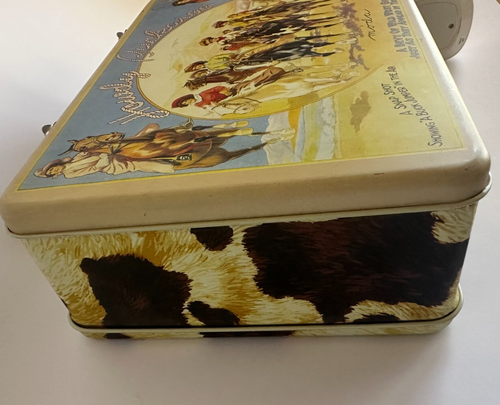 Fiambrera vaquera occidental vintage "Howdy Buckaroo" de metal de hojalata - arte de rodeo - Imagen 4 de 8