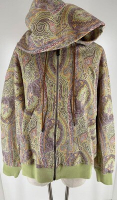 ETRO Cotton blend Paisley pattern Full Zip Hoodie womens