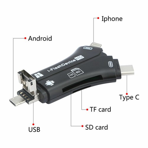 4in1 USB i-Flash Drive Micro SD TF Memory Card Reader Adapter For iPhone Samsung - Picture 9 of 21