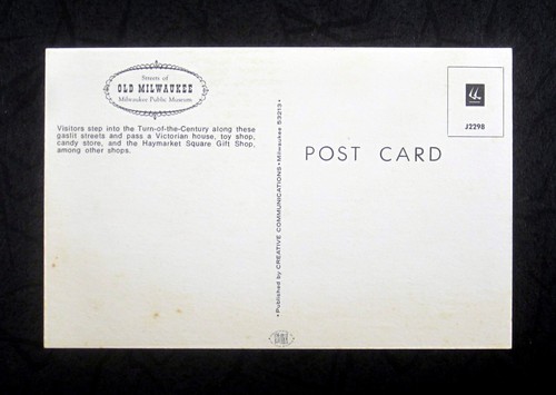 POSTAL Streets of Old Milwaukee Public Museum J2298 SIN PUBLICAR - Imagen 2 de 2