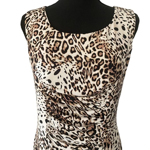 Calvin Klein ärmelloses Kleid Leopardenmuster Größe 8 seitlicher Reißverschluss - Bild 8 von 9