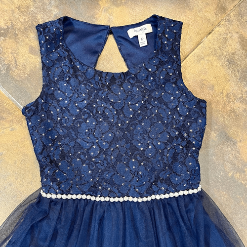 Speechless Kids Blue Formal Sparkle Empire Waist Dress 12 - Picture 2 of 10