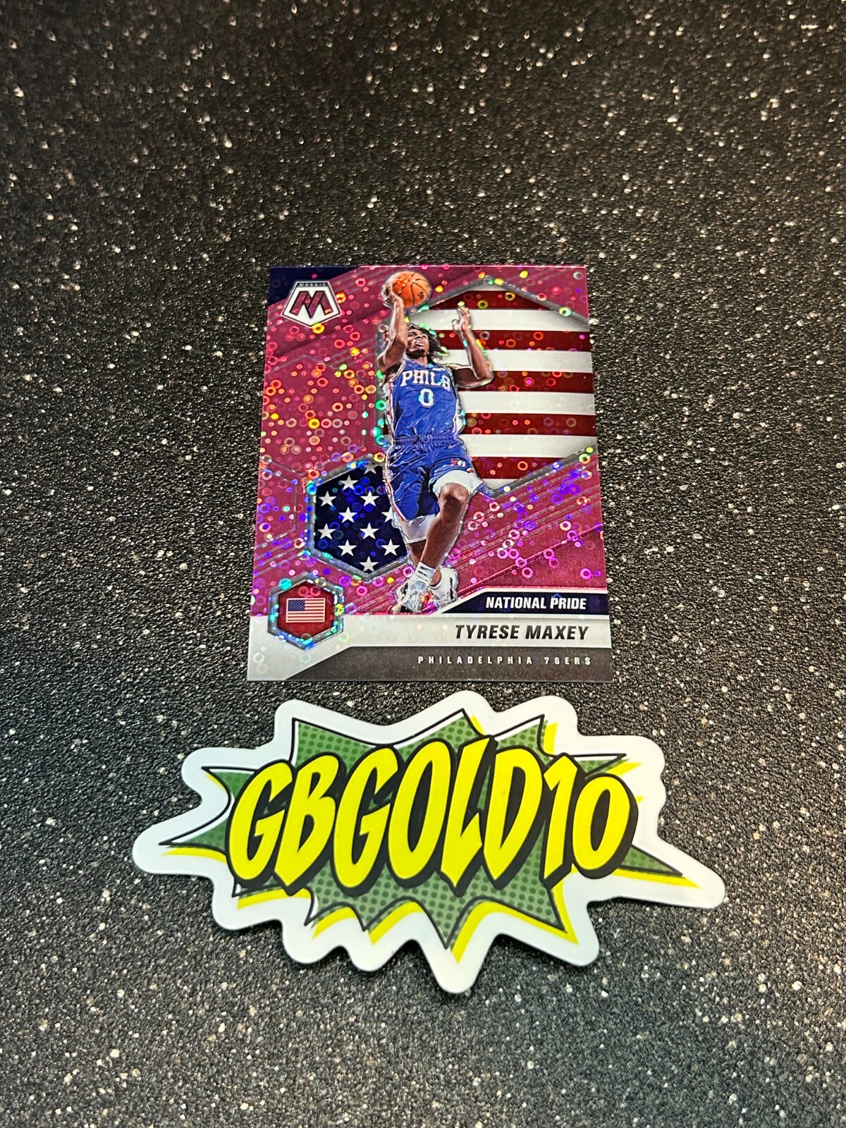 2020-21 Panini Mosaic - National Pride #259 Tyrese Maxey (RC) Pink Disco 20/20
