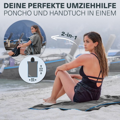 NirvanaShape ® Badeponcho | Surf Poncho f. Erwachsene | Bademantel Herren Damen - Bild 4 von 36