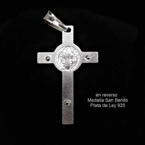 COLGANTE CRUZ RELIEVE de SAN BENITO con Medalla SAN BENITO PLATA de LEY 925 - Imagen 3 de 4