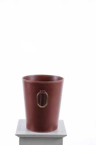 Shwaan Leather Round Trash Can/Dustbin/Studio Waste Basket/Multi purpose Basket, - Picture 26 of 27