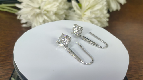 RARE 8 Ct Certified White Diamond Designer Dangler Earrings - Great Luster ! - Video 1 of 1