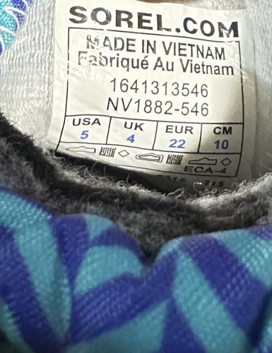 Sorel Toddler Blue/Purple Snow Boots Double Lined Insulated Felt Liner US 5 New - Picture 10 of 12