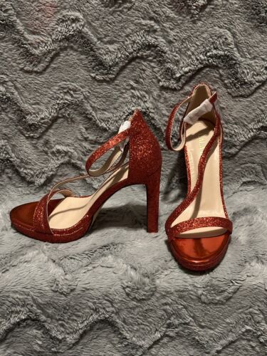 Women’s Open Toe Red Glitter Platform Stilettos Size 7(37) *NEW* - Picture 4 of 6