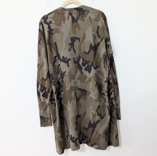 Sanctuary NWT Lenox Camo Longline Open Cardigan Soft Green Ribbed Trim Size XS - Picture 8 of 10
