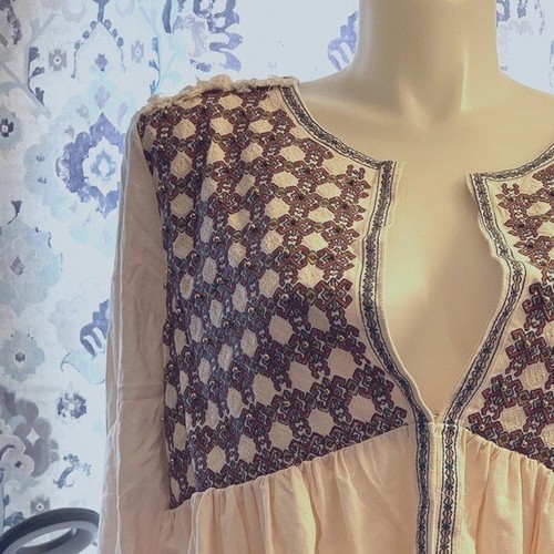 Chaqueta Top 1X (14-16) A Beautiful Soul Marfil Bordado Cuentas Boho Talla Grande - Imagen 5 de 6