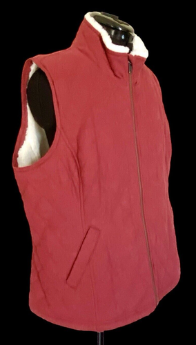 Coldwater Creek Quilted Faux Fur Lined Vest Dover Red Size Petite Large NWT $90 - Picture 7 of 12