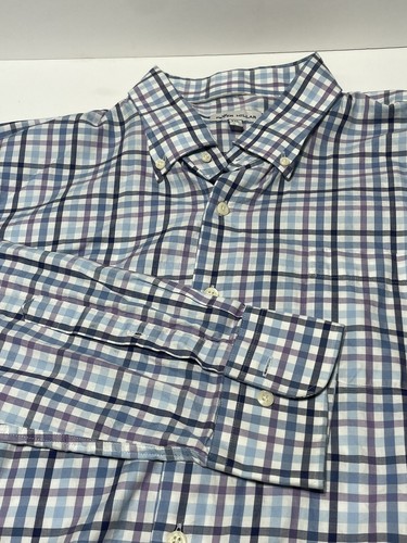 Peter Millar Shirt Men's 2XL Long Sleeve Button Gingham Cotton Casual Men XXL - Picture 1 of 5