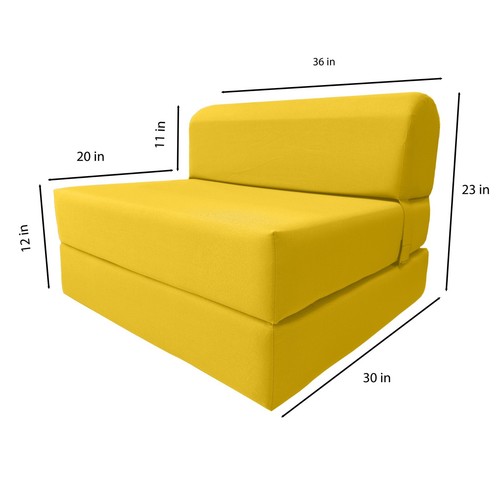 Silla para dormir amarilla camas plegables de espuma, colchón portátil para dormir 6 x 36 x 70 - Imagen 4 de 6