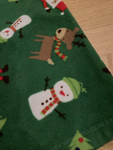 Carters Green Fleece Christmas Pj Pajama Pants Santa Snowman Reindeer Size 4 - Picture 5 of 5