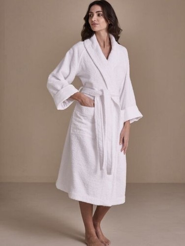 Frette Essential Unito Shawl Collar Bathrobe 100% Cotton Size M NEW WITH TAGS! - Picture 5 of 7