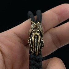 Solid Brass Captain Skull Pendant EDC Gear for Knife Lanyard Keychain Backpack