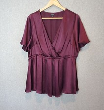 Torrid Lily Babydoll Top Shiny Gauze Short Flutter Sleeves Purple Size 2X EUC