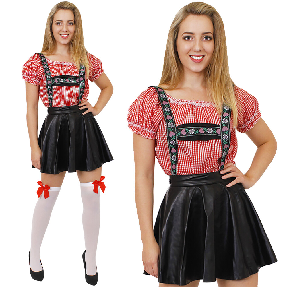 DISFRAZ DE NIÑA BÁVARA DE LUJO OKTOBERFEST DISFRAZ IMITACIÓN CUERO PANTALONES DE CUERO