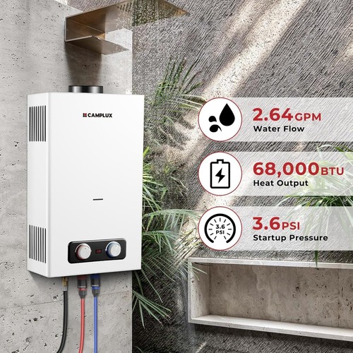 CAMPLUX Tankless Water Heater, 2.64 GPM Portable Propane Water Heater, Camping W - Picture 2 of 7