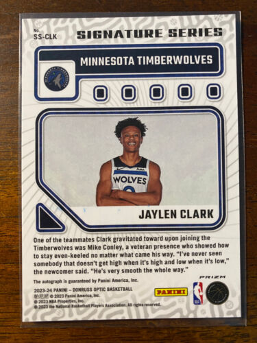 Donruss Optic Jaylen Clark #SS-CLK RC Green Shock Auto Signature Series 2023-24 - Imagen 2 de 2