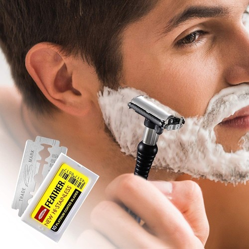 100 Feather Shaving Razor  Blades  Stainless Double Edge Original Japan Made - Picture 13 of 14