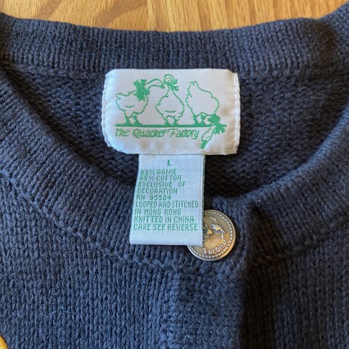 Quacker Factory Large Button Cardigan Sweater yellow blue purple bumblebees - Picture 6 of 6