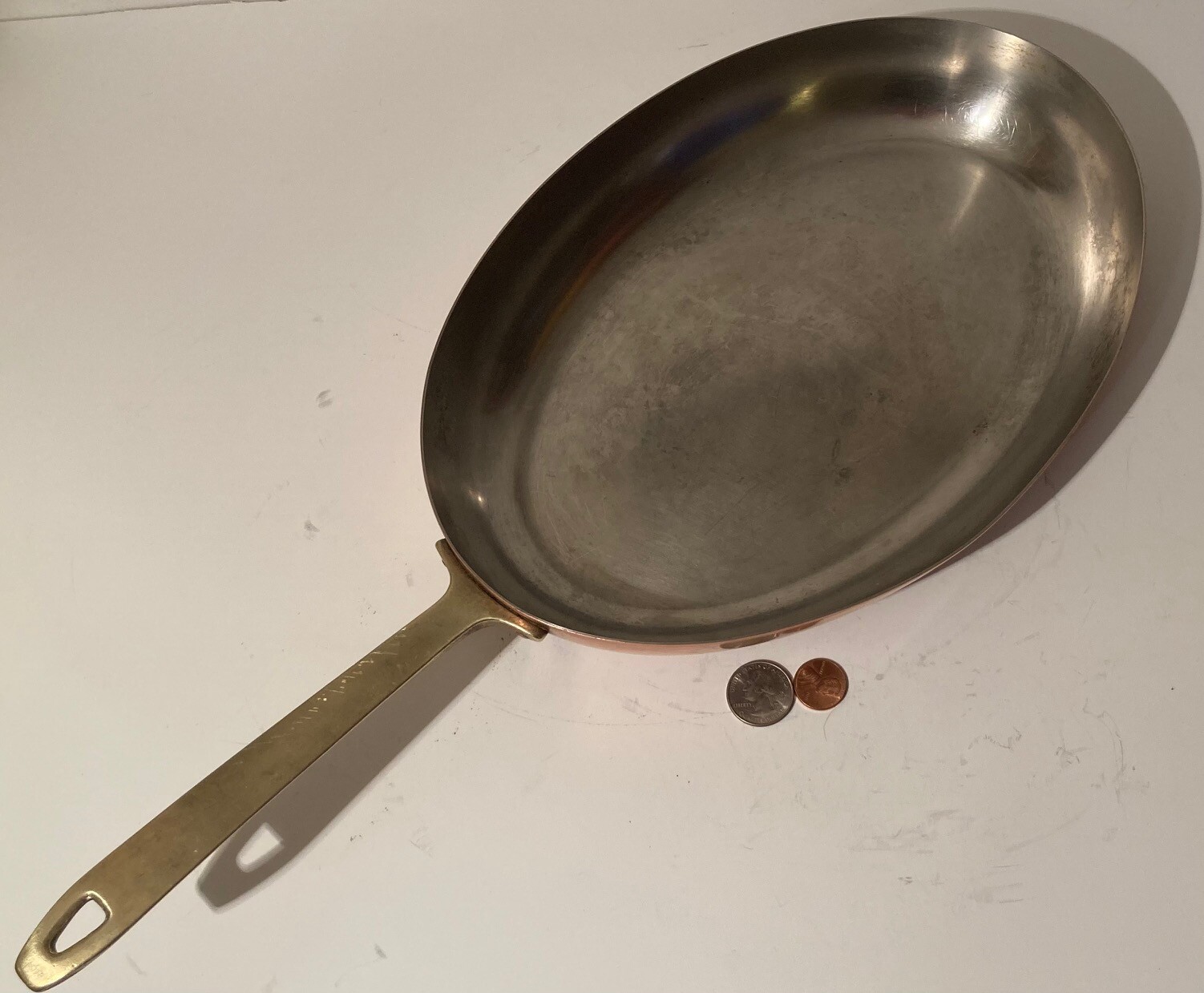 Vintage Metal Copper and Brass Cooking Pan, Fish Pan, Quality Copper, 18 1/2\