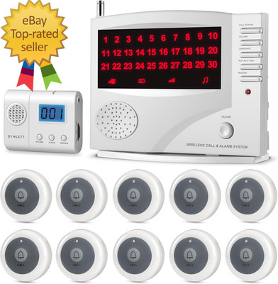Nurse Call System Wireless Call System with 1 Portable Caregiver Pager 10 Call B