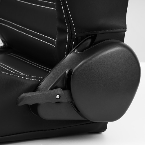 1 Pair Universal PVC Leather Easy Reclinable OBS Style Seats Car Seats Black - Picture 7 of 9