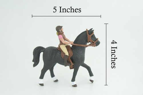 Caballo con jinete hembra, juguete, realista modelo de goma pintado a mano 5" CH835 BB195 - Imagen 3 de 10