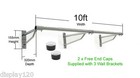 10ft Long x 32mm HEAVY DUTY Clothes Rail Wall Mounted Chrome Garment HangingRack