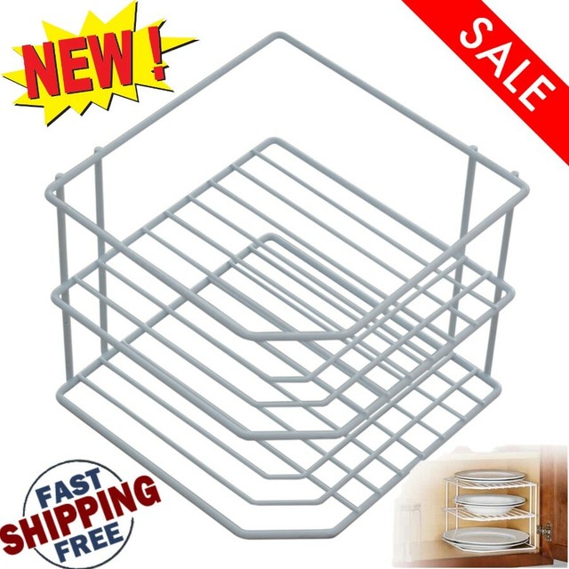 Freestanding Plate Rack Metal Kitchen Pantry Organizer 3 Tier 9 25