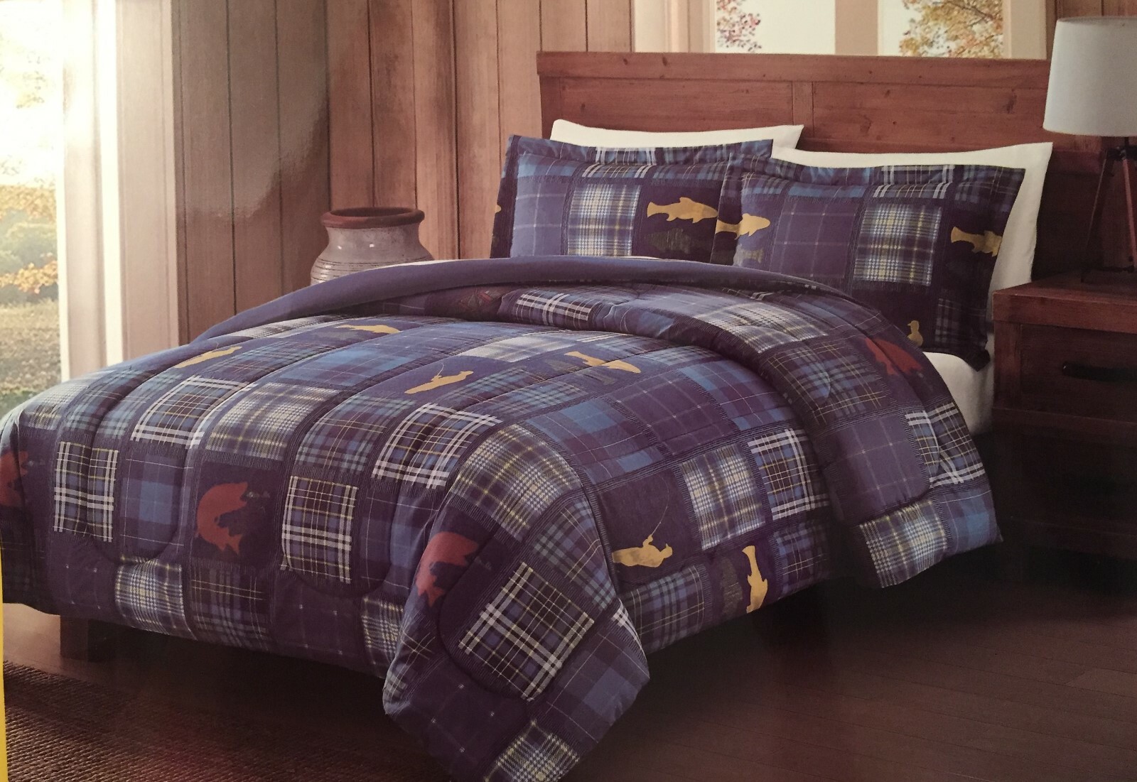Remington Morse Brook Mini Comforter Set Full Queen Fish Fishing
