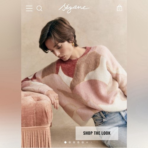 LA MAILLE SEZANE Paris Hollie Jumper NWT Size 0 Pink Print Wool Mohair Sweater