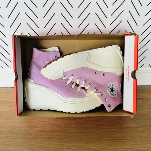 ❤️❤️Converse Chuck 70 De Luxe Wedge Platform Hi Shoes 9.5 Purple Pink 4" A07584C - Picture 12 of 14