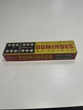 VTG Double Six 28 Dominoes Set by Halsam No. 623 Original Box Excellent Cond