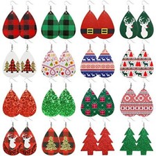 9-24 Pairs Faux Leather Earrings Set for Women Teardrop Drop Christmas set