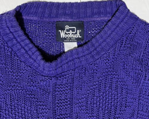Woolrich Crochet Light Weight Pullover Sweater Crochet Size Large Purple - Picture 2 of 4