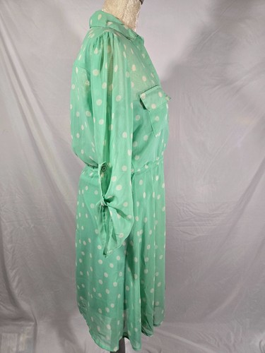 Vestido Rue 21 verde azulado a lunares verde azulado blanco talla grande - Imagen 3 de 6