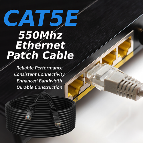 75FT Cat5e Ethernet Cable RJ45 UTP LAN Patch Cord Gaming Xbox PS4 PC CAT5 Black - Picture 2 of 7