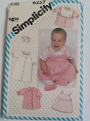 Layette Dress Gown Shirt NB 6M 12M Infant Simplicity 6257 Sewing Pattern  Cut | eBay