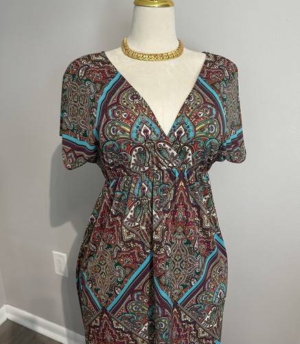 Womens V neck Paisley Maxi Tank Dress size Small - Picture 4 of 4