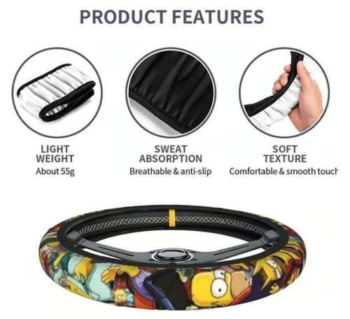 THE SIMPSONS Print Universal Car Steering Wheel Cover - Picture 5 of 10