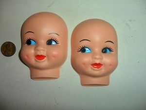 Plastic Pretty Girl Faces with Dimples set of 2