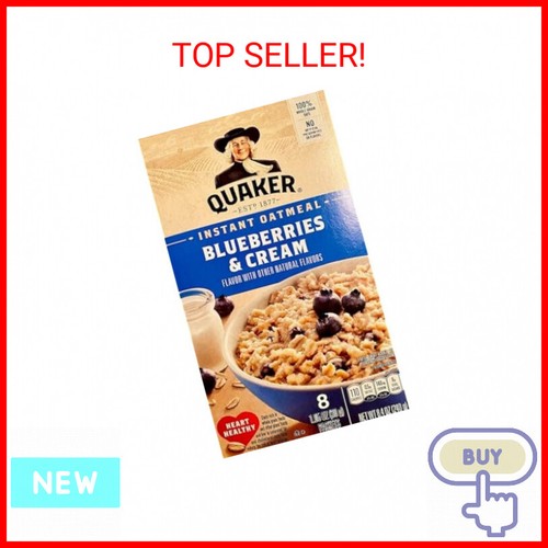 Quaker Instant Oatmeal, Blueberries & Cream, Pack of 2