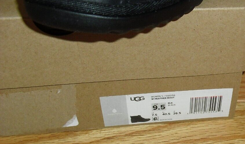 UGG HEATHER BLACK LEATHER SHEEPWOOL WATERPROOF SNOW RAIN DUCK BOOTS NEW~BOX 9.5 - Picture 3 of 9