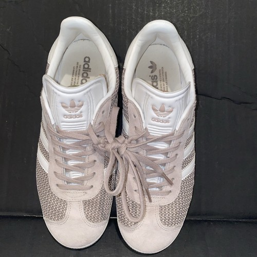 Women’s Adidas Gazelle Vapour Grey Size 7.5 white suede logo - Picture 1 of 9